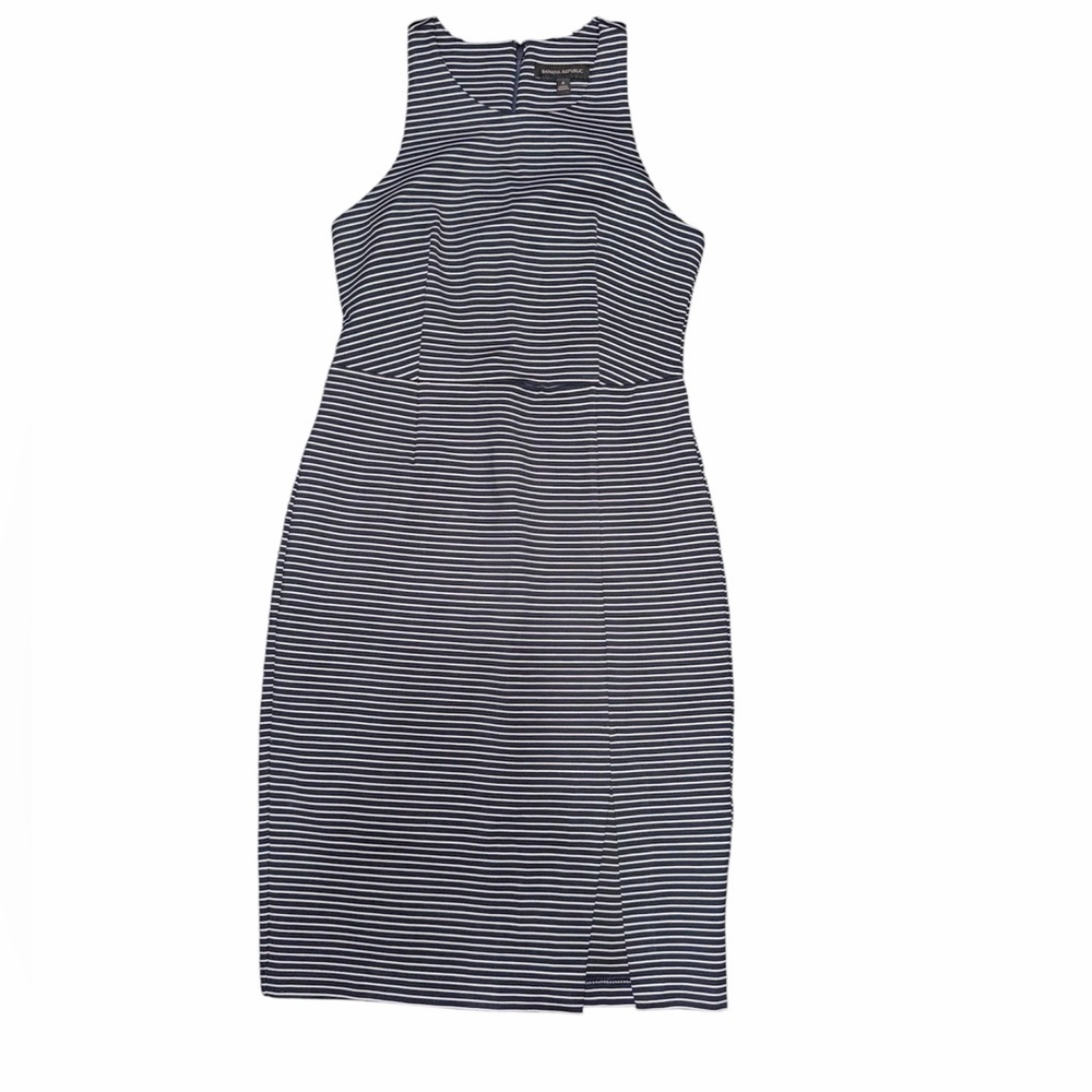 Banana Republic Navy and White Striped Midi Dress